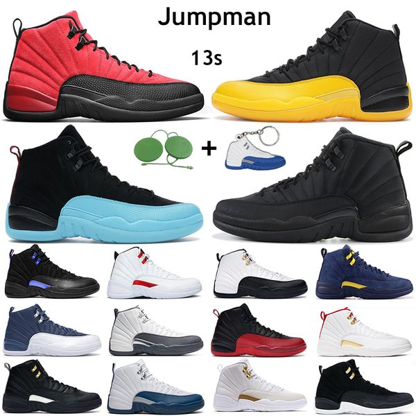 

men jordon basketball shoes jumpman 12s 12 reverse flu game royal white dark grey university gold indigo gamma blue mens trainers sports sne