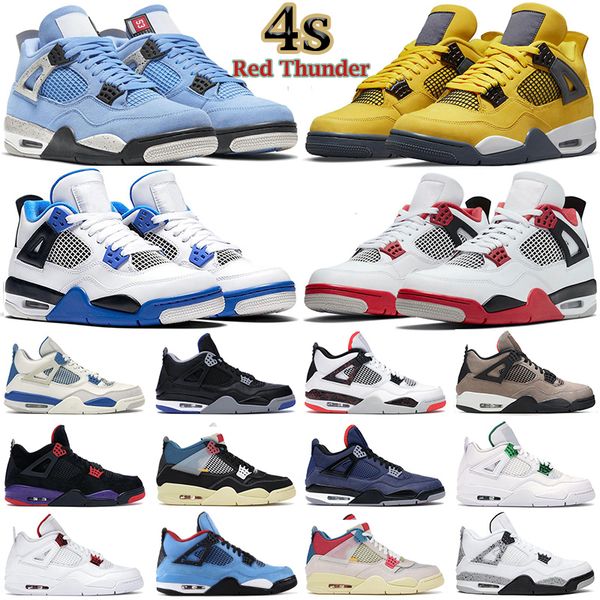 

mens women basketball shoes 4s jumpman university blue fire red 4 black cat bred tour yellow royalty metallic motorsports noir men athletic