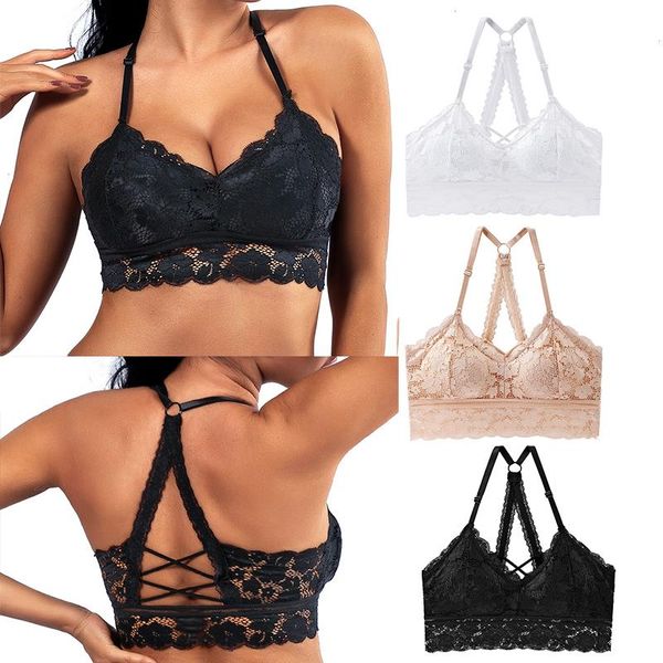 

womens lace bra comfortable non-wireless underwear push up bras adjustable shoulder strap vest, Red;black