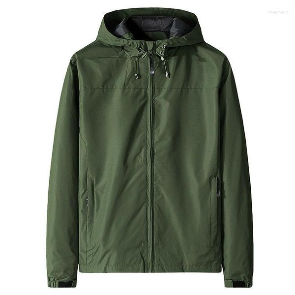 Jackets masculinos esportes verdes jaqueta ao ar livre casaco impermeável à prova d'água com capuz