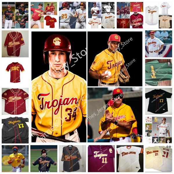 

2022 ncaa custom usc trojans stitched college baseball jersey 8 geoff jenkins randy johnson 28 jacque jones 24 steve kemp 51 dave kingman 18, Black