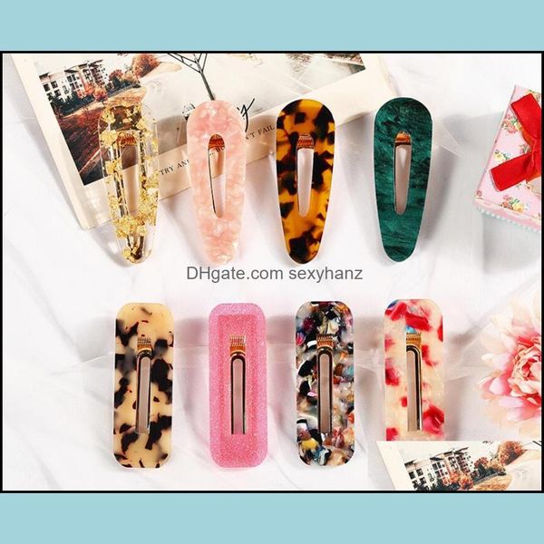 

hair clips barrettes jewelry cute style acrylic clip for girls women water drop shape leopard marble textured geometric duckbill barrette, Golden;silver