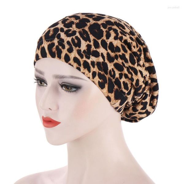 Feanie/crânio Caps Mulheres Beanies India Hat Stretch Muslim Ruffle Leopard Princied Cancer Chemo feminino Feanie Softwea