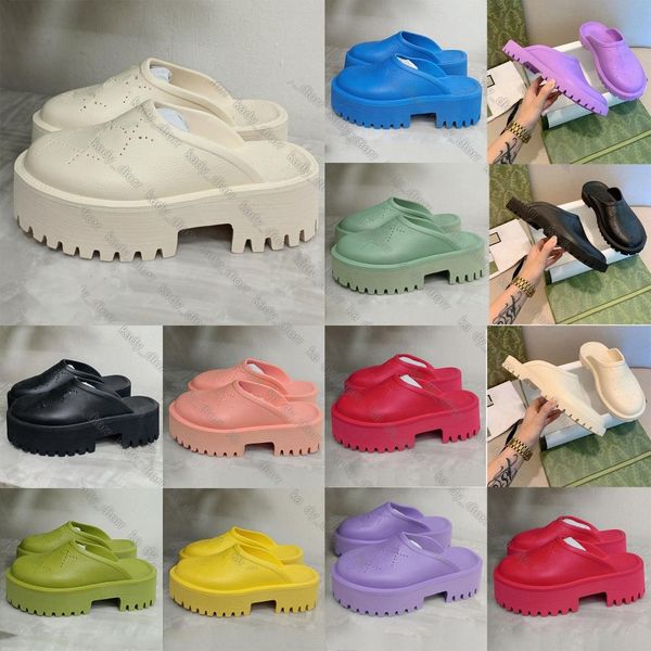 

slippers women's g slip-on sandal rubber platform lug sole brown perforated rubber luxury designe beach holiday home slipper, Black