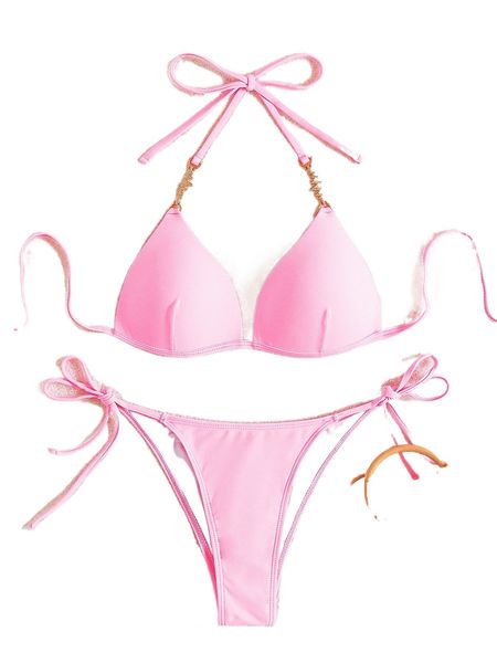 

push up tie side bikini swimsuit 03ti#, White;black