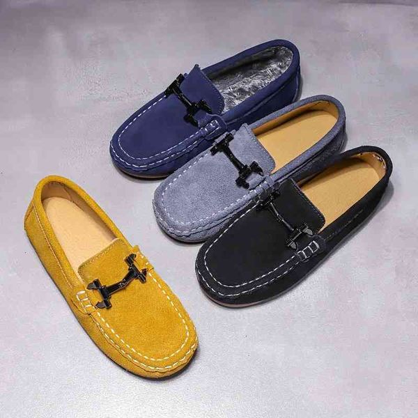 

dress shoes soft suede leather loafers boys moccasins kids flats fashion casual boat single 28-39 children girls slip ons 8b3o gnrl, Black