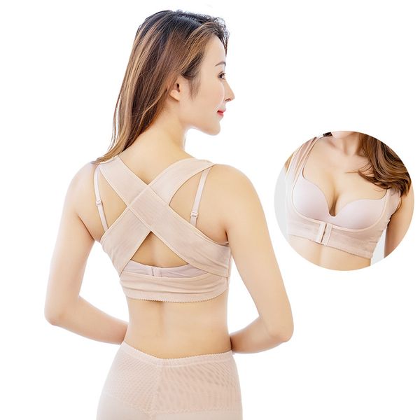 Supporto per la schiena da donna, cintura modellante, correttore di postura, corsetto per spalle, top, reggiseno push up per il seno