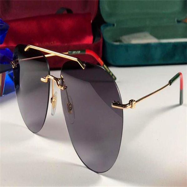 

the latest fashion designer sunglasses 0397 pilot frameless frame stitching color leg protection light color decorative eyewear to269b, White;black