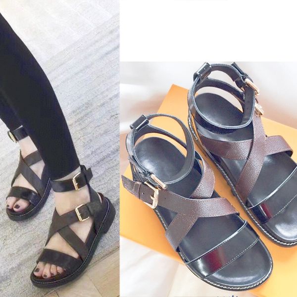 

crossroads comfort sandals blend printed classics with glossy leather oversized circle metal logo shines in two tone gold and silver gold bu, Black