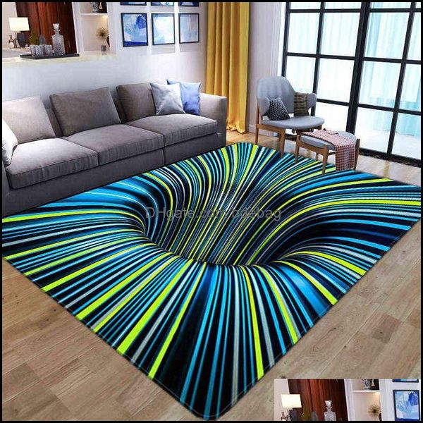 

3d vortex illusion carpet entrance door floor mat abstract geometric optical doormat non-slip living room decor rug w220328 drop delivery 20