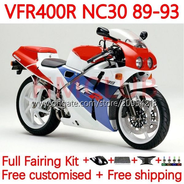 КОМПЛЕКТ БОЛЬШОЙ КОМПЛЕКТ ДЛЯ HONDA RVF400R VFR400 R N30 V4 VFR400R 89-93 133NO.30 RVF VFR 400 RVF400 R 400RR 89 90 91 92 93 VFR400RR VFR 400R 1989 1990 1991 1992 1993 Обтекание белых красных