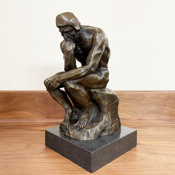 

the thinker statue sculpture by rodin bronze replica famous nude thinking man figurine art gorgeous home decoration, Silver