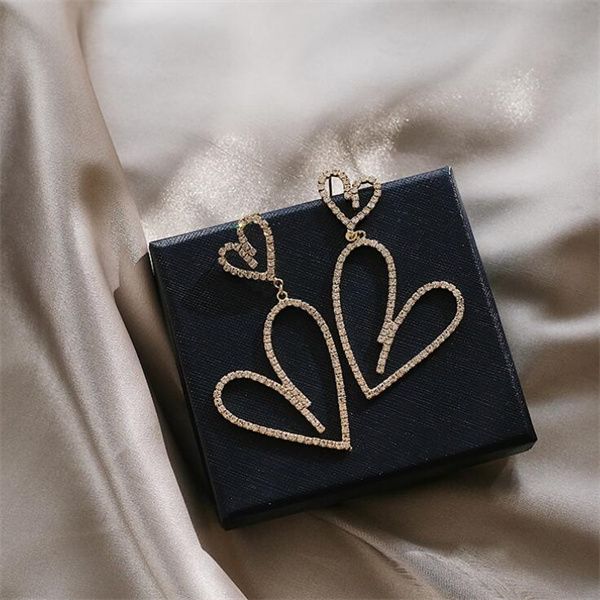 

2022 new fashion trend dangle & chandelier elegant exaggerated heart pendant hypoallergenic women's earrings a296, Silver