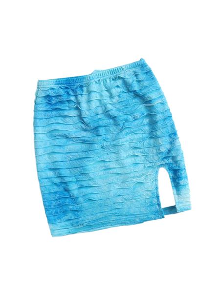 

tie dye ruched slit hem skirt p6bt#, Black