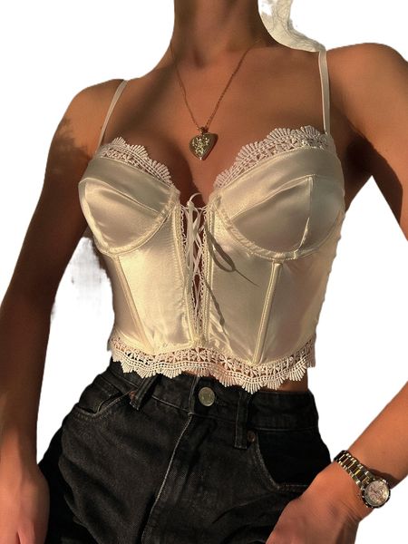 

satin guipure lace trim mesh insert underwire bra q3np#, Black;red