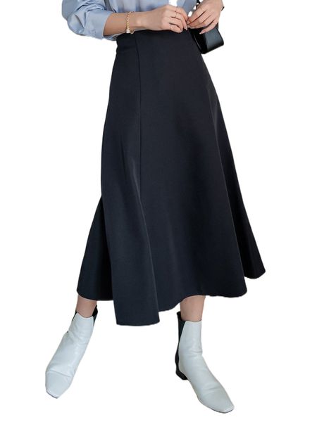 

dazy high waist flare hem skirt a6hl#, Black
