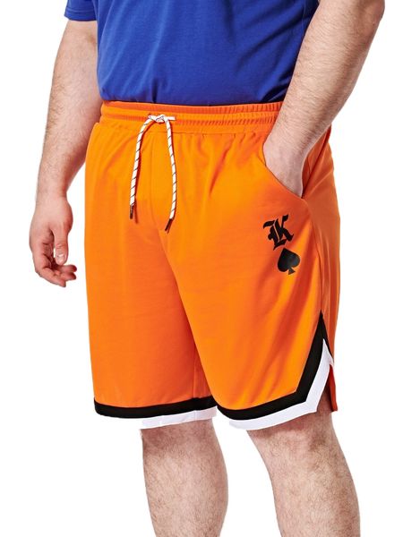 

extended sizes men contrast binding track shorts t9iz#, White;black