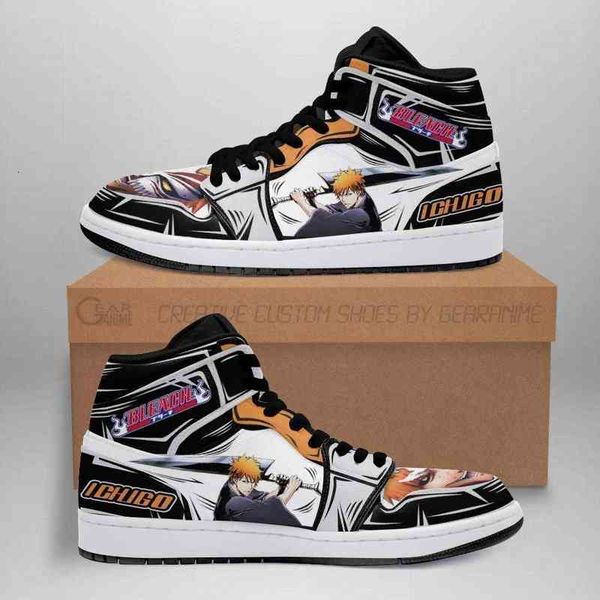 

ichigo sneakers bleach anime shoes fan gift idea, Black