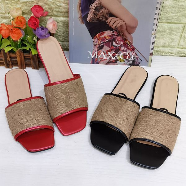 

women luxury sandals slippers leather summer flat fashion slipper beach woman big head letters slippers size 35-41, Black