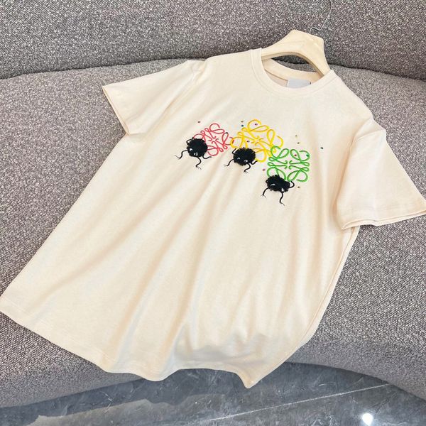 

women's t-shirt designer luojia qianyuqianxun small coal ball cartoon short sleeve 2022 summer new round neck embroidery loose brand 7k, White
