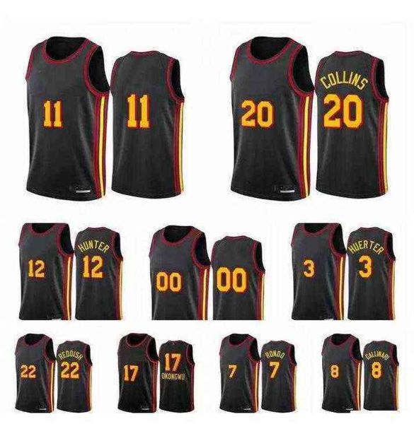 

custom printed men jersey trae young de'andre hunter john collins kevin huerter 2020-21 black city basketball jerseys uniform'&#03