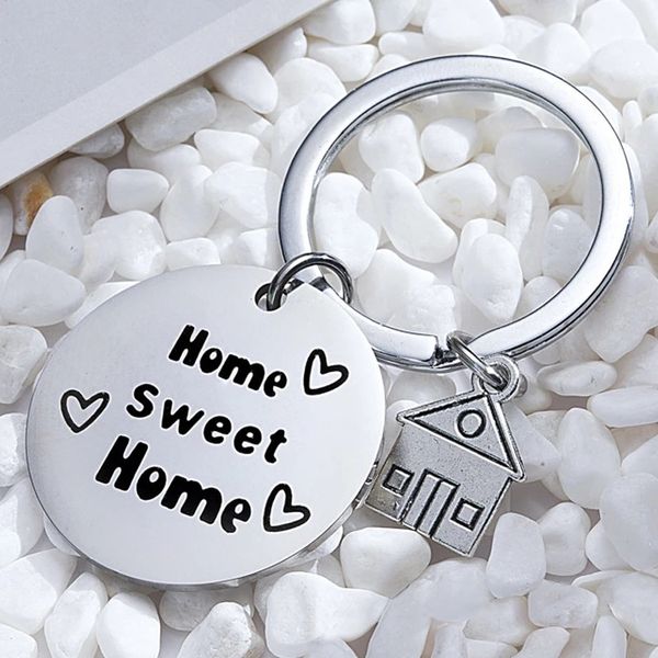 

house key rings sweet round home keychains housewarming gift cute gift for new homeowner metal keychain backpack pendant, Slivery;golden