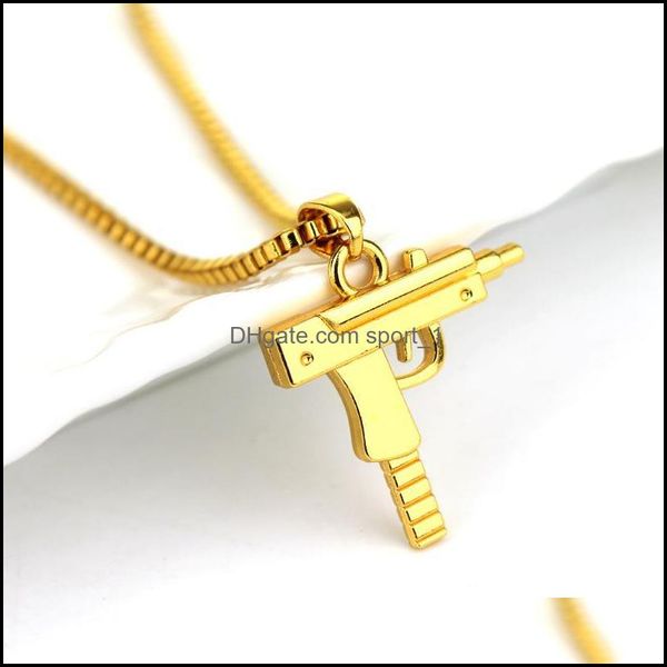 

pendant necklaces hip hop jewelry engraved gun uzi golden necklace mens gold chain drop delivery 2021 pendants sport1 dhngg, Silver