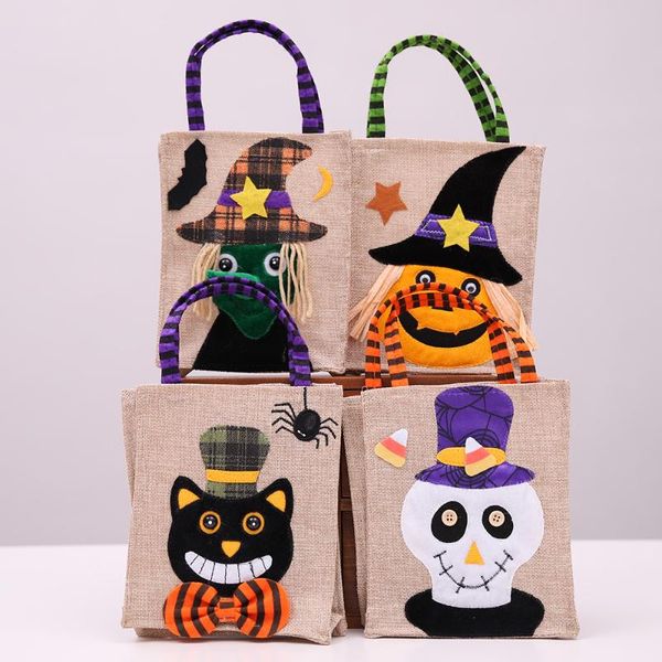 Envolva de presente Halloween Decoração Supplies Creative Cartoon Pumpkin Bagk Bag Party Festy Dress Up Linen Candy Baggift