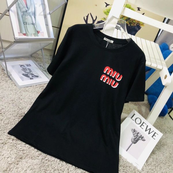 

women's t-shirt designer chaopai 22 early spring new  family classic letter back simple design men's and women's casual shor, White