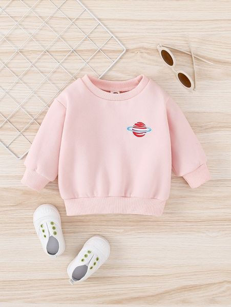

baby planet print thermal pullover she, Black