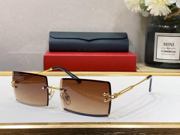 

Fashion Designer carti luxury Cool sunglasses glasses 9065 Sunshade Composite Metal Rimless Optical Frame Classic Rectangle Square Gold Sunglasses for women