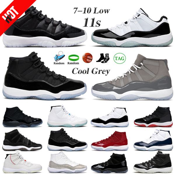

boots 11 men women basketball shoes 72-10 low legend blue bright citrus cool grey jubilee 25th anniversary bred concord cherry 11s sports sn, Black