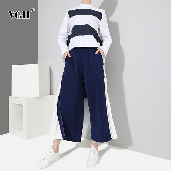 

striped casual blouses for women stand collar sleeveless asymmetrical hem chiffon shirts female fashion clothing summer 210507, White