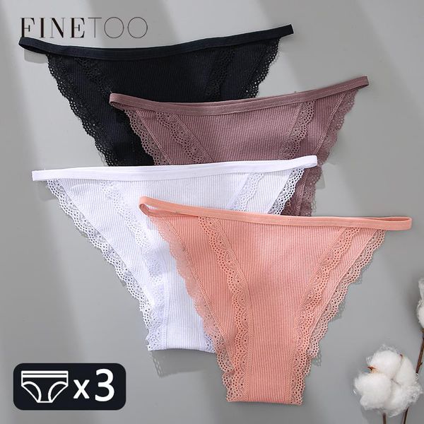 

womens cotton panties 3pcs set lace briefs s-xl comfortable underwear ladies underpants soft panty intimates, Black;pink