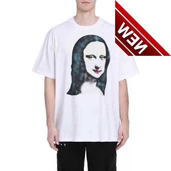 Camisetas roupas Off Style Branco Nova Mona Lisa Estampa Unissex Camiseta de Manga Curta