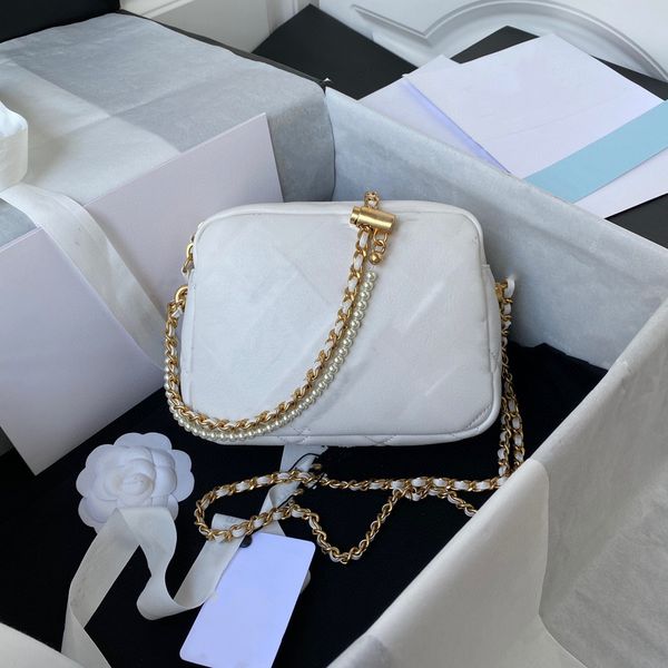 

7a+ bag mini ladies classic camera bag exclusive covered sheepskin chain flap bag ladies pearl chain strap