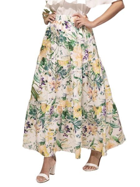 

modely floral print ruffle hem skirt o8vu#, Black