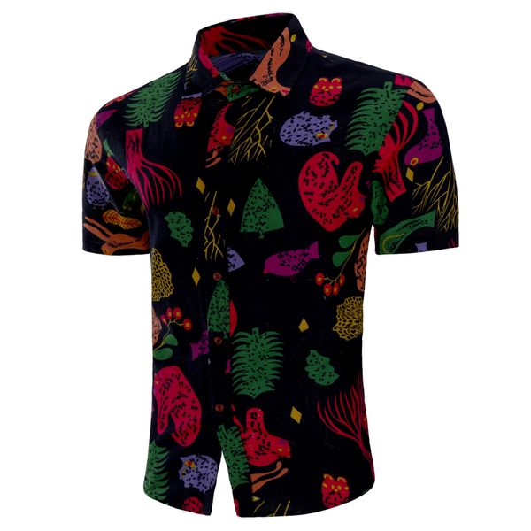 

happyjeffery men's turn down collar linen cotton shirts short sleeve tshirts blouse floral printed casual beach shirt for men t shirt, White;black