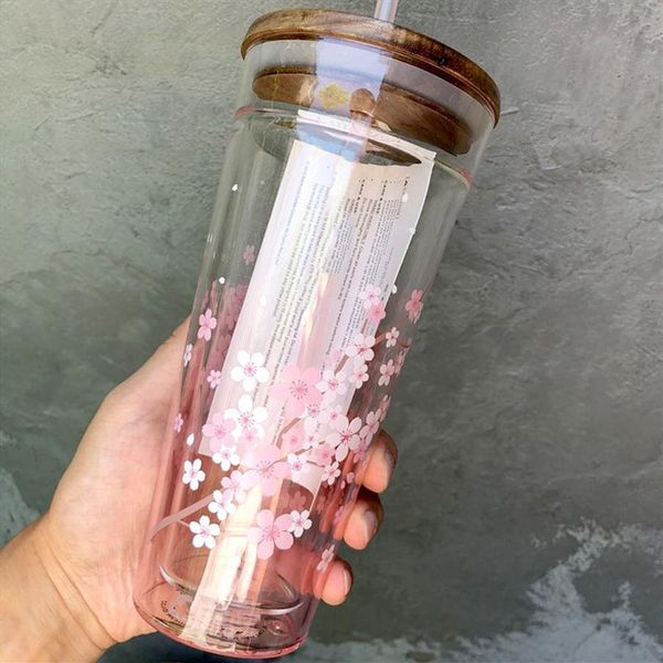 Starbucks-Tassen groß FY5142 mit dazugehörigem Fassungsvermögen Glasbecher Tassen Strohhalm Sakura-Becher rosa Kavdc257k