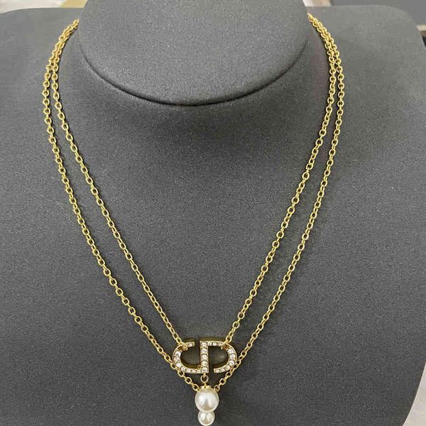 

d family new letter size pearl simple temperament2022 luxury brand fashion design versatile necklace, Silver