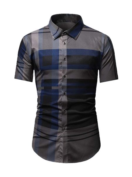 

men random plaid print shirt x3h6#, White;black