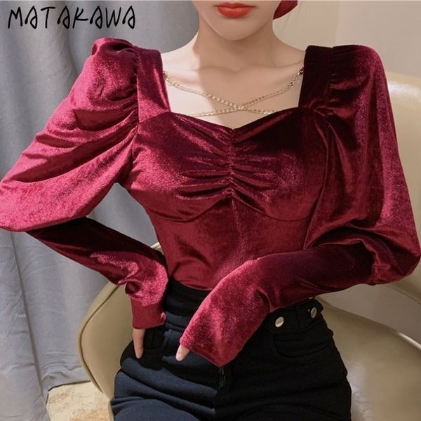 

elegant ladies autumn and winter square neck cross woman tshirts long sleeve velvet bottoming shirt tshirt 210506, White