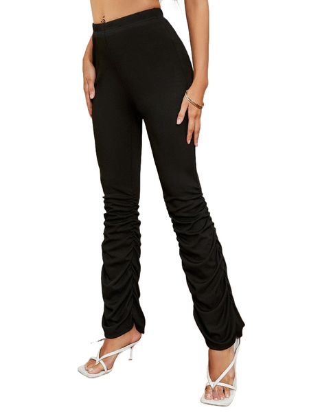 

sxy solid ruched skinny pants t0ms#, Black;white