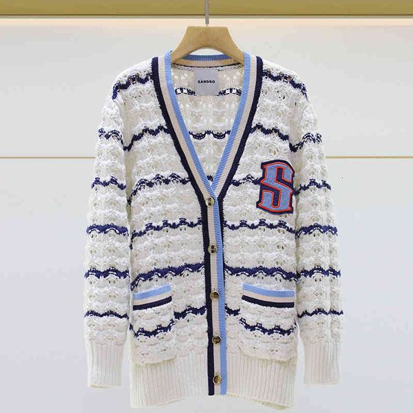 

women's knit & tee fadan family coat cardigan early pring women' college tyle badge knitted top, White