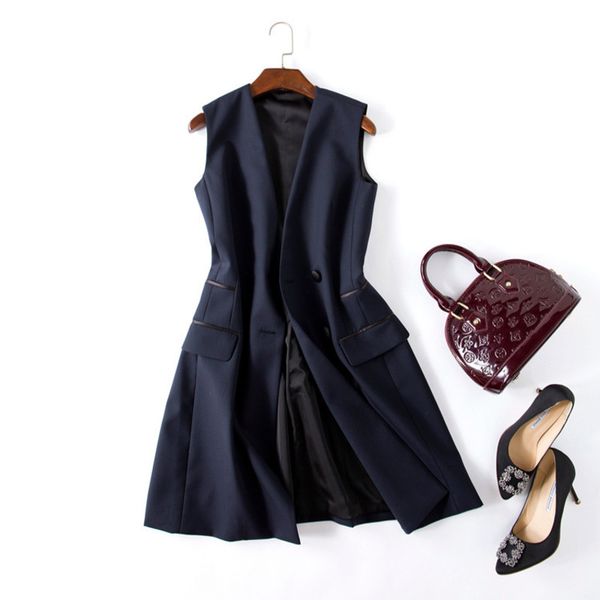 

casual dresses autumn and winter suit vest medium long coat fashion shenzhen nanyou cardigan women q60z, Black;gray
