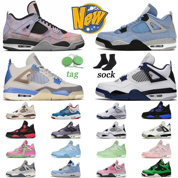 

mens womens jumpman 4s basketball shoes 4 blue thunder university blue what the military black messy room sports designer sneakers fashion