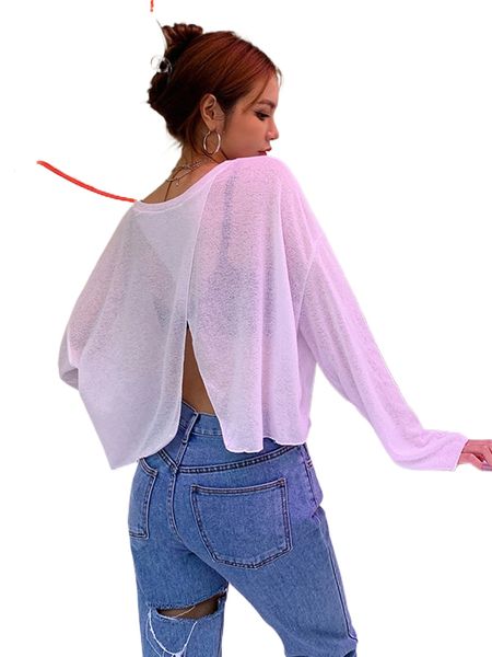 

dazy split back drop shoulder crop f4rm#, White