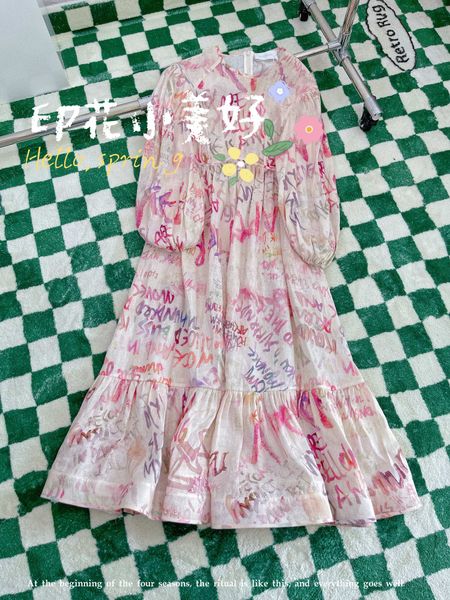 

zm 2022 new printed letter long skirt dress valentine's day birthday mother's day luxury clothing floral pattern famous australian, White;black
