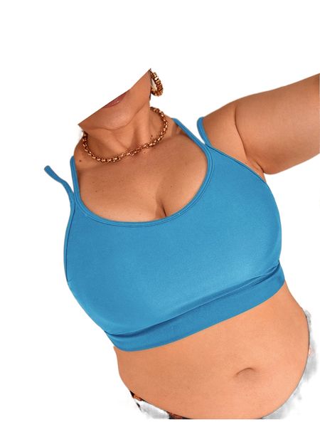 

plus solid bikini m4cz#, Black