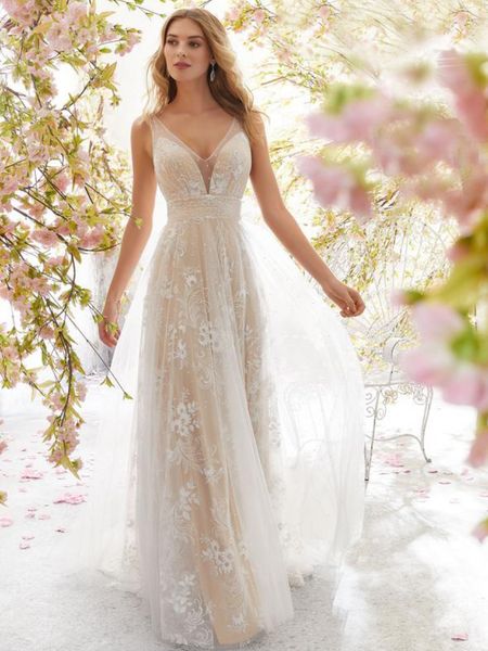 

lace party mesh dresses 2022 vestidos de noiva v neckline open back appliques sleeveless bridal gowns court train, Black